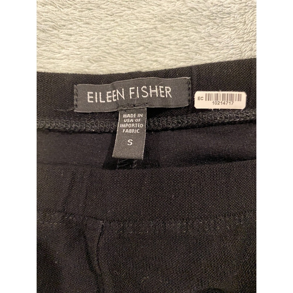 EILEEN FISHER Black Viscose Blend Straight Leg Stretch Travel Pants Size S Small